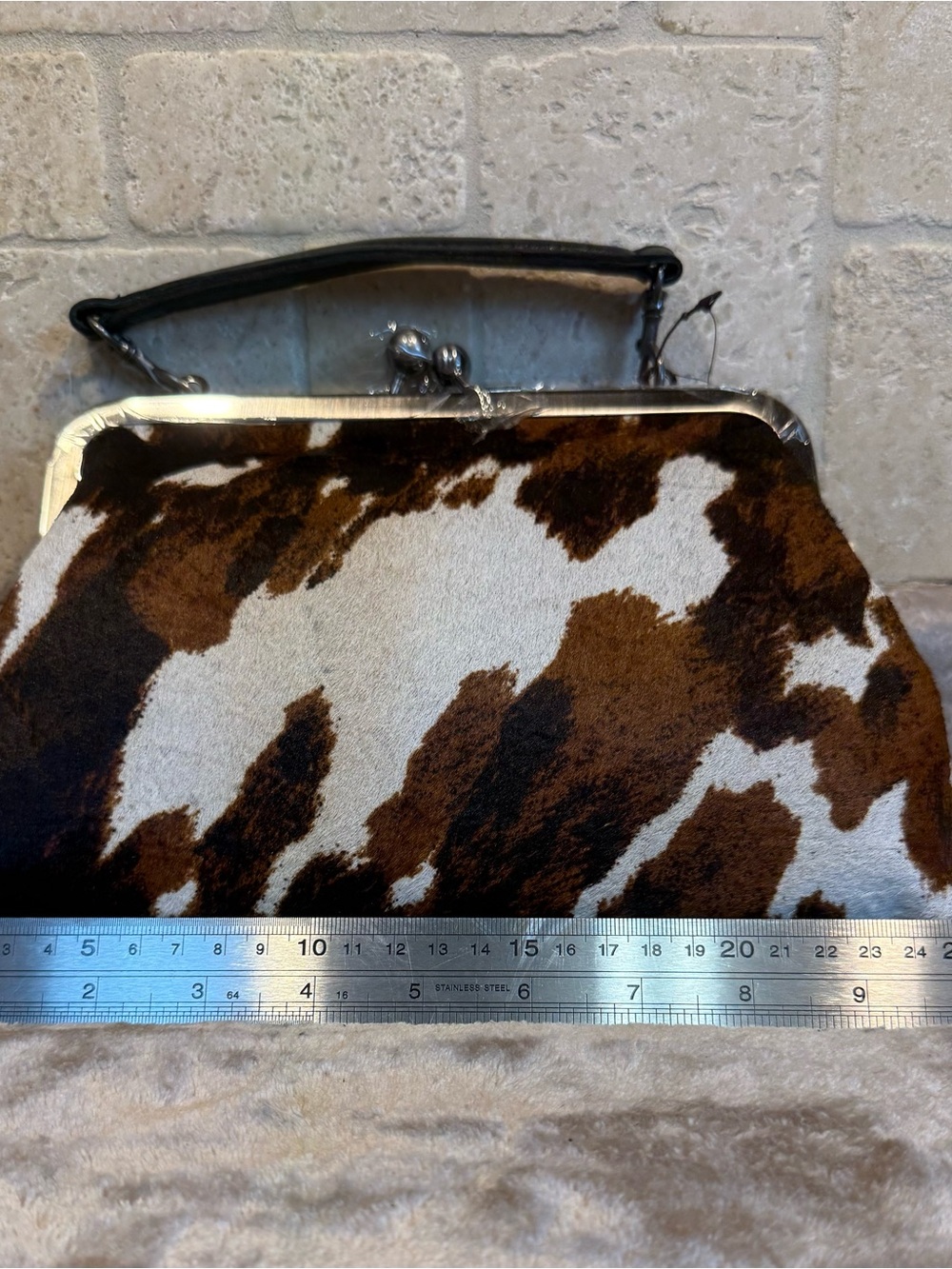 NWT Patricia Nash Cowhide Haircalf Leather Kiss Lock Crossbody Bag